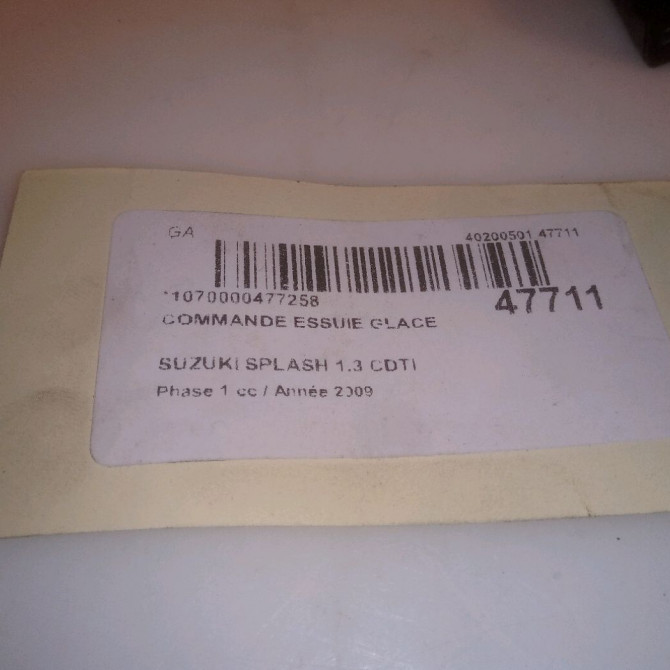 Commande essuie glace occasion SUZUKI SPLASH Phase 1 03-2008->12-2012 1.3 CDTI 75ch 3731062JB1 5