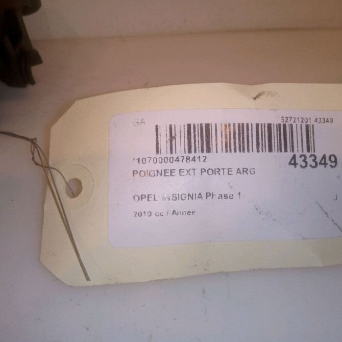Poignee ext porte arg occasion OPEL INSIGNIA Phase 1 01-2009->03-2013 22966694 4