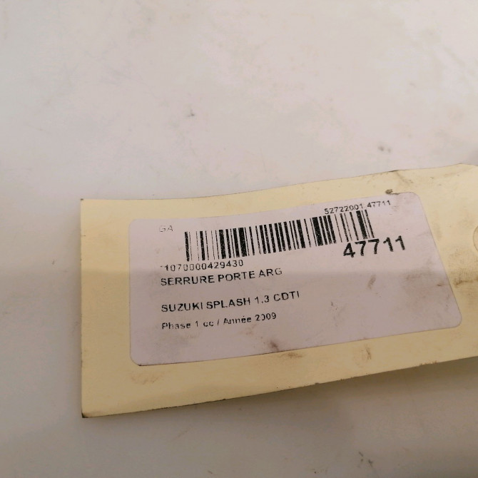 Serrure porte arg occasion SUZUKI SPLASH Phase 1 03-2008->12-2012 1.3 CDTI 75ch 8230251K23 4