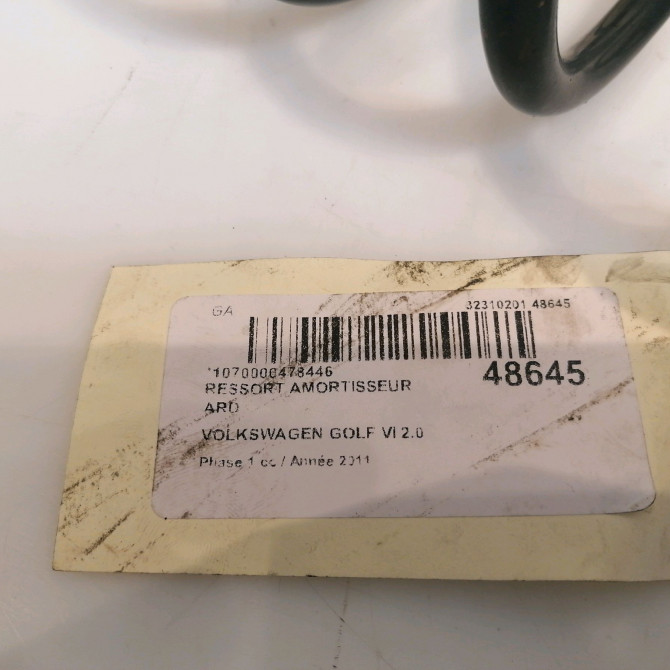 Ressort amortisseur ard occasion VOLKSWAGEN GOLF VI Phase 1 10-2008->04-2013 2.0 TDI 140ch 1K0511115GC 3