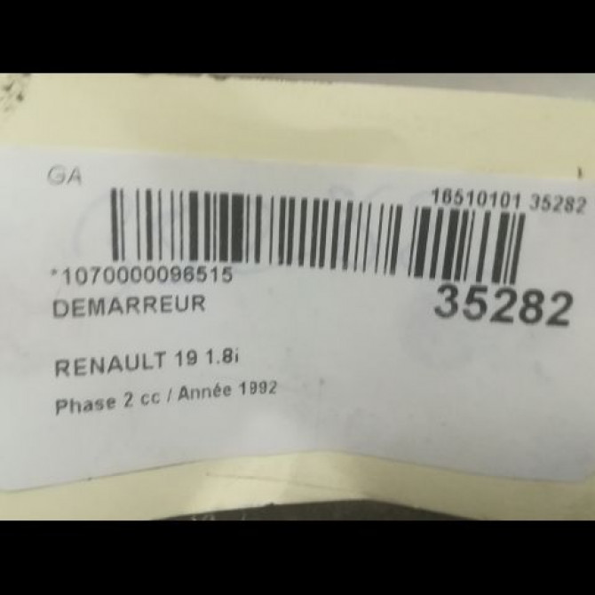 Démarreur occasion RENAULT 19 Phase 2 04-1992->04-1997 1.8i 4