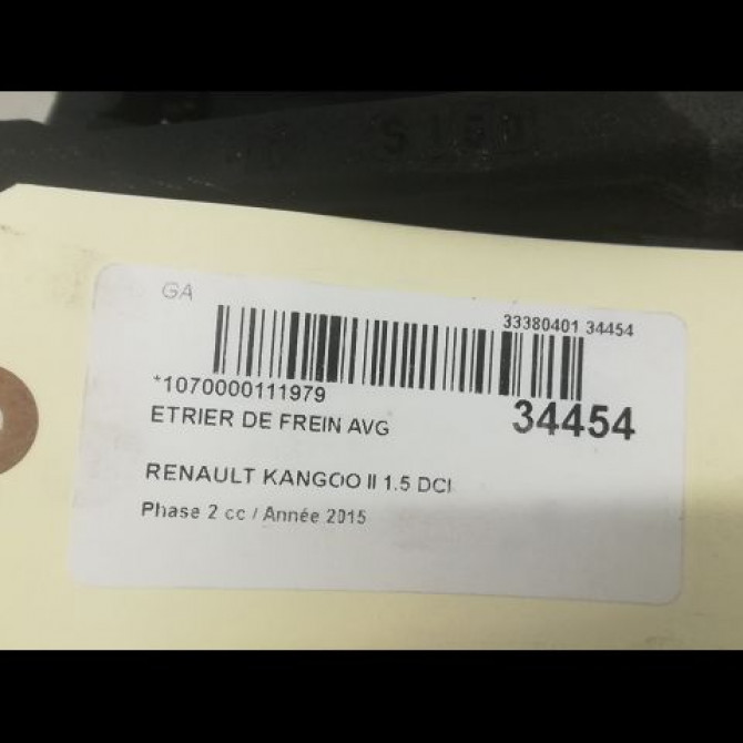 Etrier de frein avant gauche occasion RENAULT KANGOO II Phase 2 01-2013->... 1.5 DCI 90ch 410119144R 3