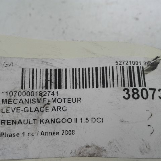 Mecanisme+moteur leve-glace arg occasion RENAULT KANGOO II Phase 1 01-2008->03-2013 1.5 DCI 85ch 827215869R 3