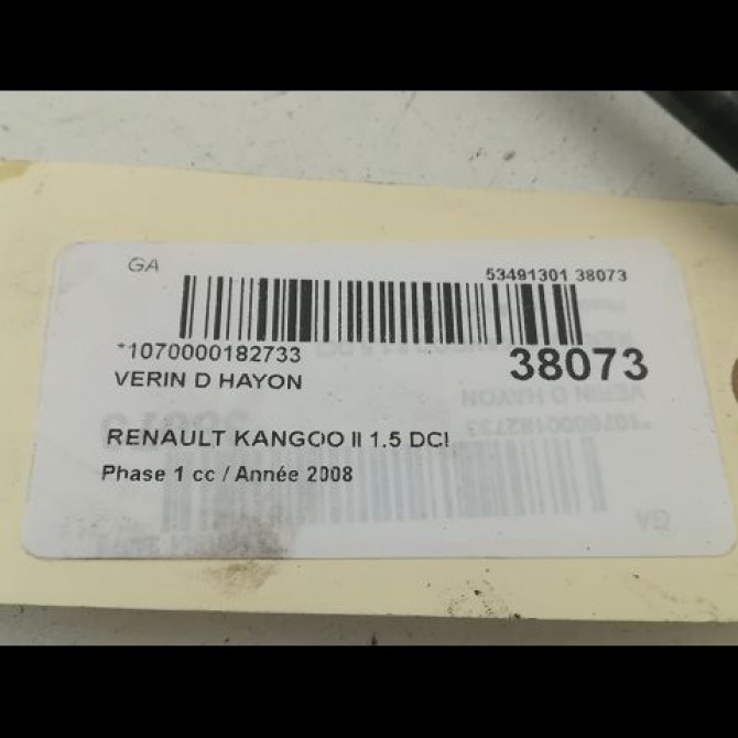 Verin droit hayon occasion RENAULT KANGOO II Phase 1 01-2008->03-2013 1.5 DCI 85ch 8200497806 2