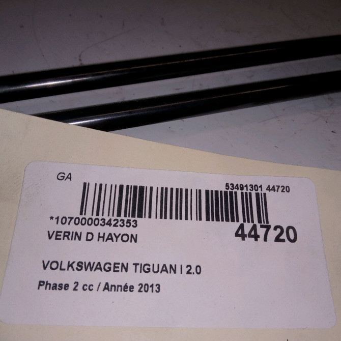 Verin droit hayon occasion VOLKSWAGEN TIGUAN I TIGUAN I Phase 2 2011-04-01->2016-12-31 2.0 TDI 140ch 5N0827550E 2