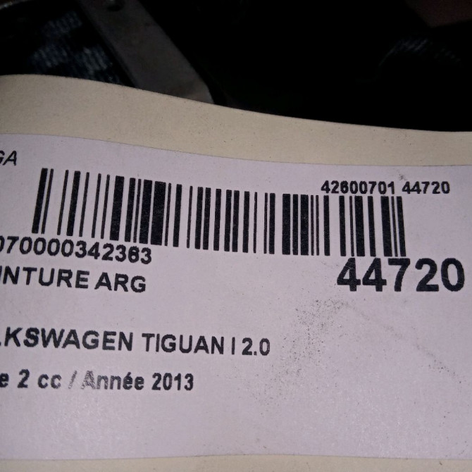 Ceinture arrière gauche occasion VOLKSWAGEN TIGUAN I TIGUAN I Phase 2 2011-04-01->2016-12-31 2.0 TDI 140ch 5N0857805RAA 4