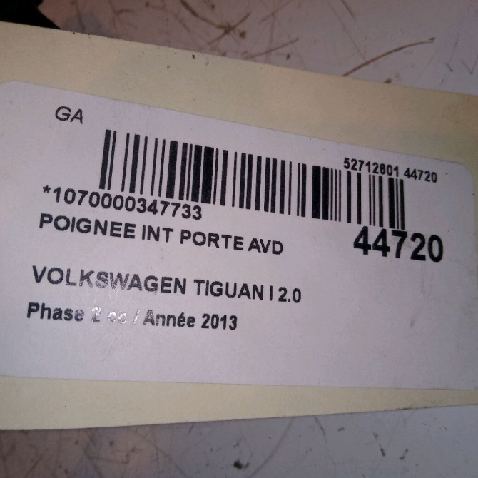 Poignee int porte avd occasion VOLKSWAGEN TIGUAN I TIGUAN I Phase 2 2011-04-01->2016-12-31 2.0 TDI 140ch 5N1837114EUAQ 4