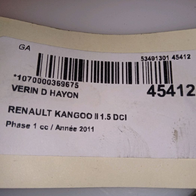 Verin droit hayon occasion RENAULT KANGOO II Phase 1 01-2008->03-2013 1.5 DCI 90ch 8200497806 3