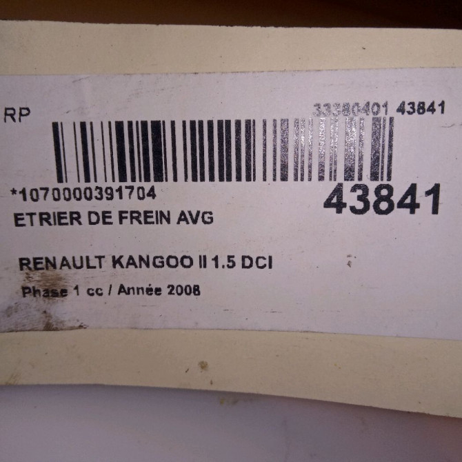 Etrier de frein avant gauche occasion RENAULT KANGOO II Phase 1 01-2008->03-2013 1.5 DCI 105ch 410119144R 4