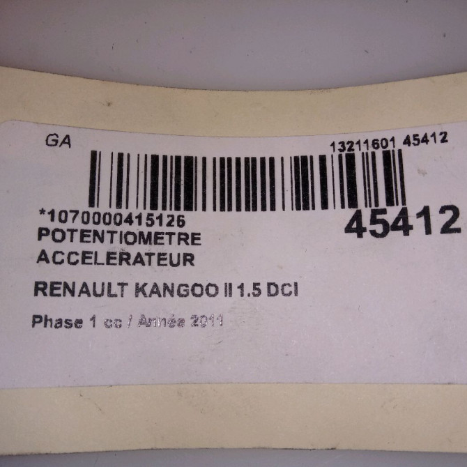Potentiometre accelerateur occasion RENAULT KANGOO II Phase 1 01-2008->03-2013 1.5 DCI 90ch 5