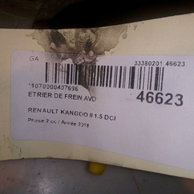 Etrier de frein avant droit occasion RENAULT KANGOO II Phase 2 01-2013->... 1.5 DCI 90ch 410010823R 4