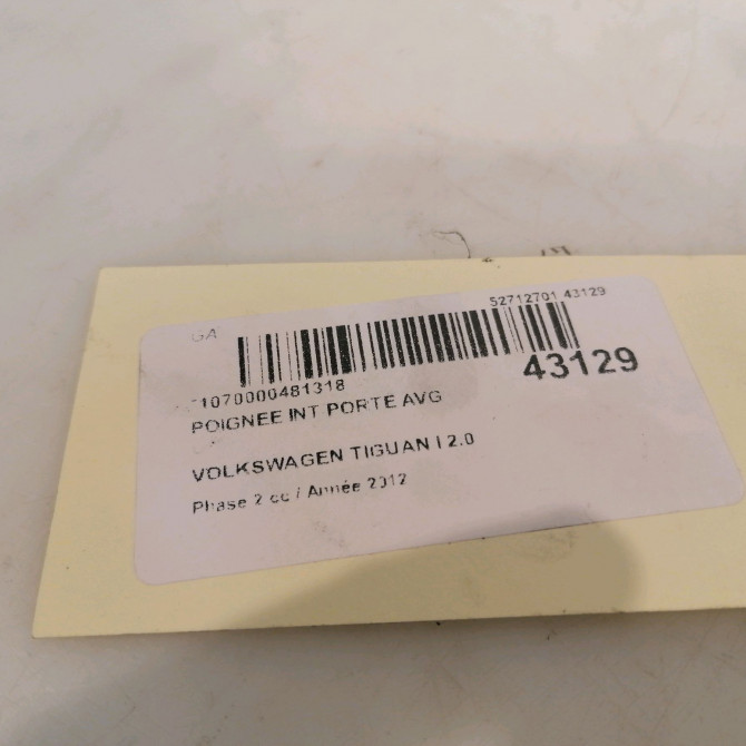 Poignee int porte avg occasion VOLKSWAGEN TIGUAN I TIGUAN I Phase 2 2011-04-01->2016-12-31 2.0 TDI 110ch 5N1837113FUAQ 4