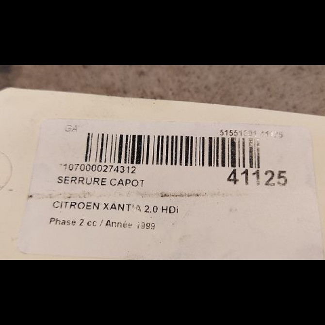 Serrure capot occasion CITROEN XANTIA Phase 2 12-1997->06-2001 2.0 HDi 110ch 793446 2