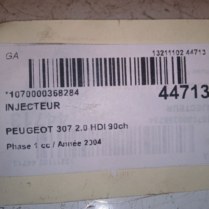 Injecteur occasion PEUGEOT 307 Phase 1 04-2001->06-2005 2.0 HDI 90ch 1980H8 4