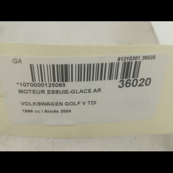 Moteur essuie-glace arrière occasion VOLKSWAGEN GOLF V Phase 1 11-2003->10-2008 1.9 TDI 90ch 1K6955711C 3