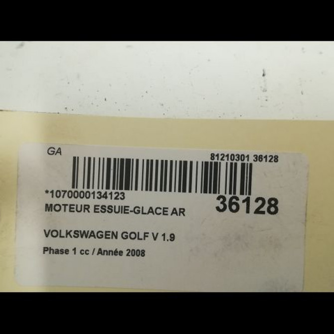 Moteur essuie-glace arrière occasion VOLKSWAGEN GOLF V Phase 1 11-2003->10-2008 1.9 TDI 105ch 1K6955711C 3