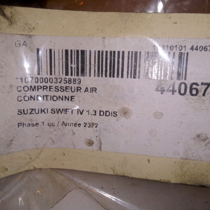Compresseur air conditionne occasion SUZUKI SWIFT IV Phase 1 09-2010->... 1.3 DDIS 75ch 9520084EA0 7