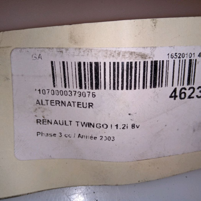 Alternateur occasion RENAULT TWINGO I Phase 3 08-2000->06-2007 1.2i 8v 60ch 7701058244 8