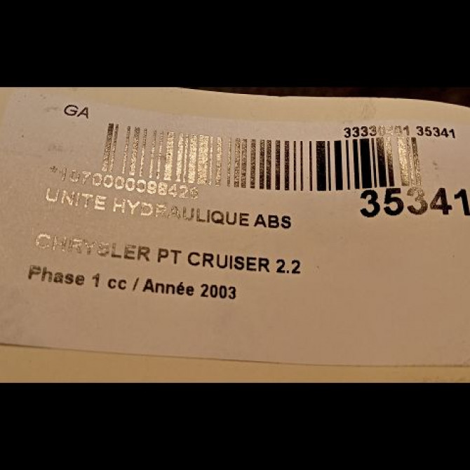 Unité hydraulique ABS occasion CHRYSLER PT CRUISER Phase 1 09-2000->12-2005 2.2 crd 120ch 5014869AA 3