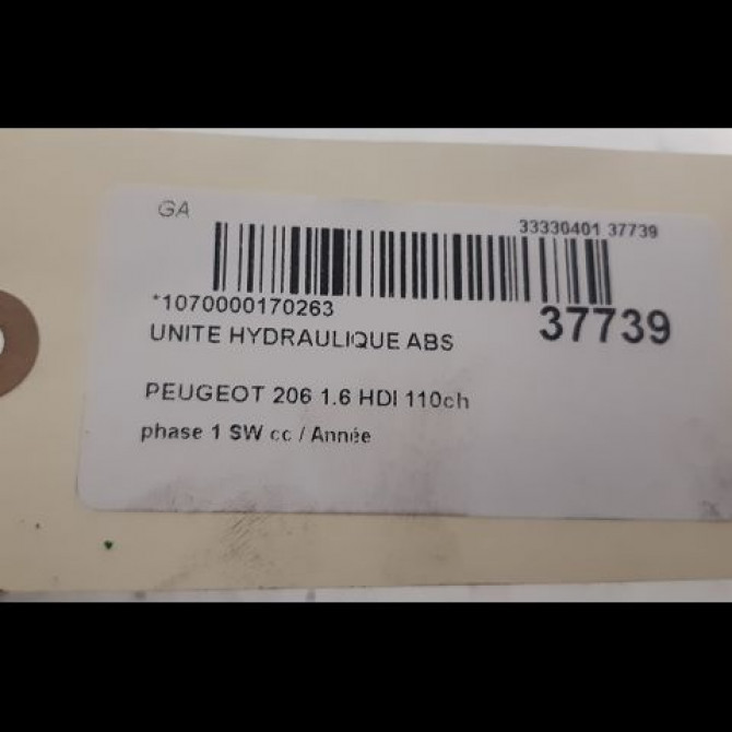 Unité hydraulique ABS occasion PEUGEOT 206 206 phase 1 SW 2002-06-01->2006-12-31 1.6 HDI 110ch 4541V7 3