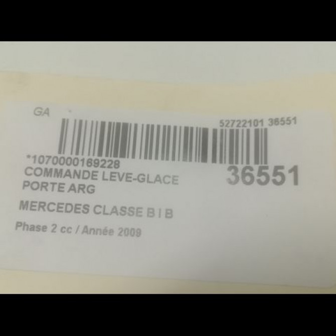Commande leve-glace porte arrière gauche occasion MERCEDES CLASSE B I Phase 2 04-2008->09-2011 B 200 CDI 3