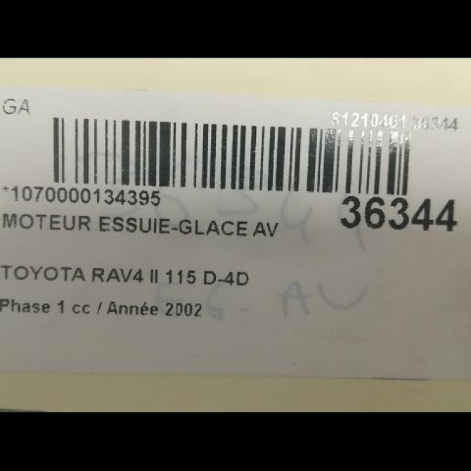 Moteur essuie-glace avant occasion TOYOTA RAV4 II Phase 1 07-2000->10-2003 115 D-4D 8511042130 3