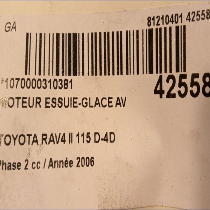 Moteur essuie-glace avant occasion TOYOTA RAV4 II Phase 2 10-2003->12-2005 115 D-4D 8511042130 3