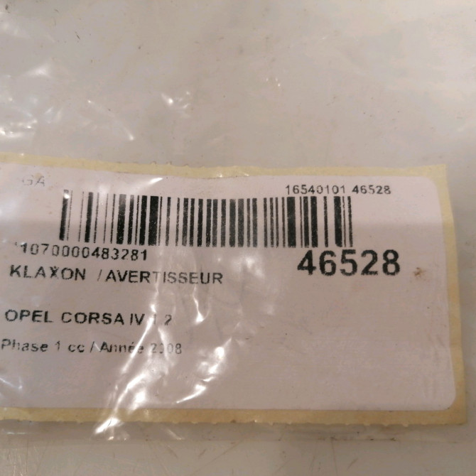 Klaxon  / avertisseur occasion OPEL CORSA IV Phase 1 09-2006->12-2010 1.2 TWINPORT 80ch 13474460 4