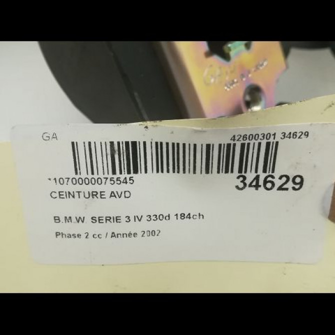 Ceinture avant droite occasion B.M.W. SERIE 3 IV Phase 2 09-2001->03-2005 330d 184ch 72118236240 4