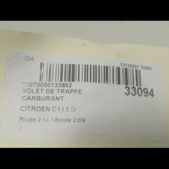 Volet de trappe carburant occasion CITROEN C1 I Phase 2 11-2008->01-2012 1.0i 1517C9 3