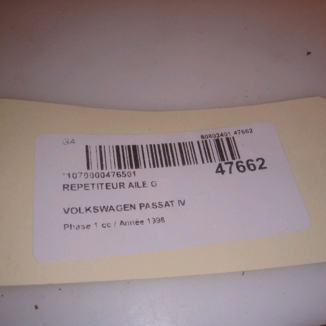 Répétiteur aile gauche occasion VOLKSWAGEN PASSAT IV Phase 1 10-1996->10-2000 1.9 TDI 90ch 3B0949117C 4