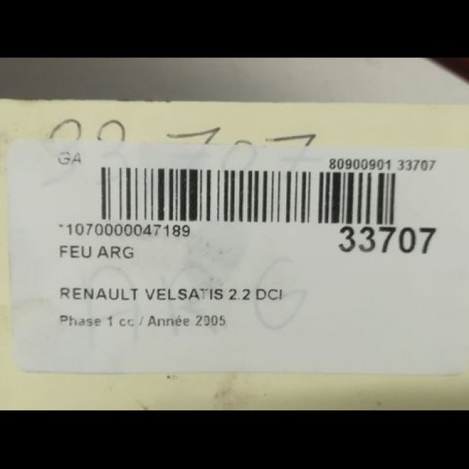 Feu arrière gauche occasion RENAULT VELSATIS Phase 1 01-2002->04-2005 2.2 DCI 150ch 8200014359 3