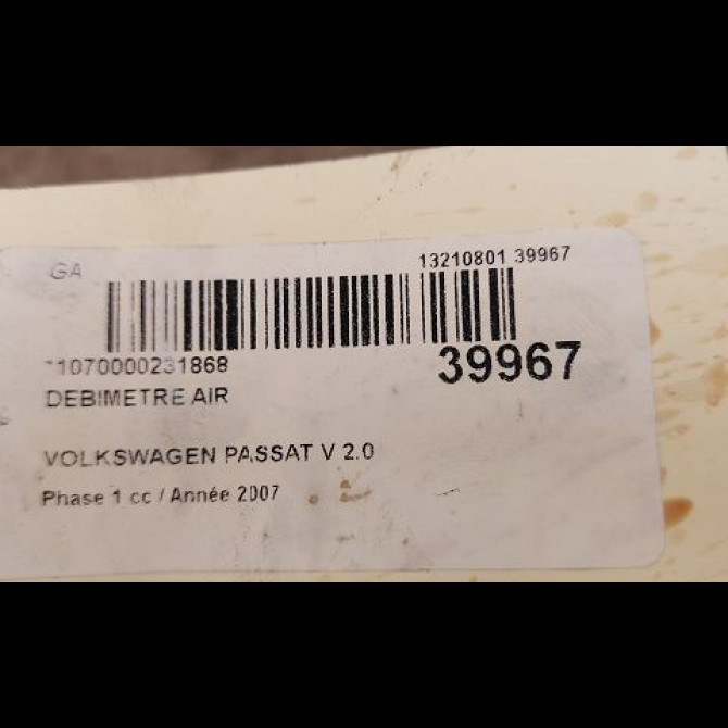 Debimetre air occasion VOLKSWAGEN PASSAT V Phase 1 03-2005->10-2010 2.0 TDI 16v 140ch 74906461B 3