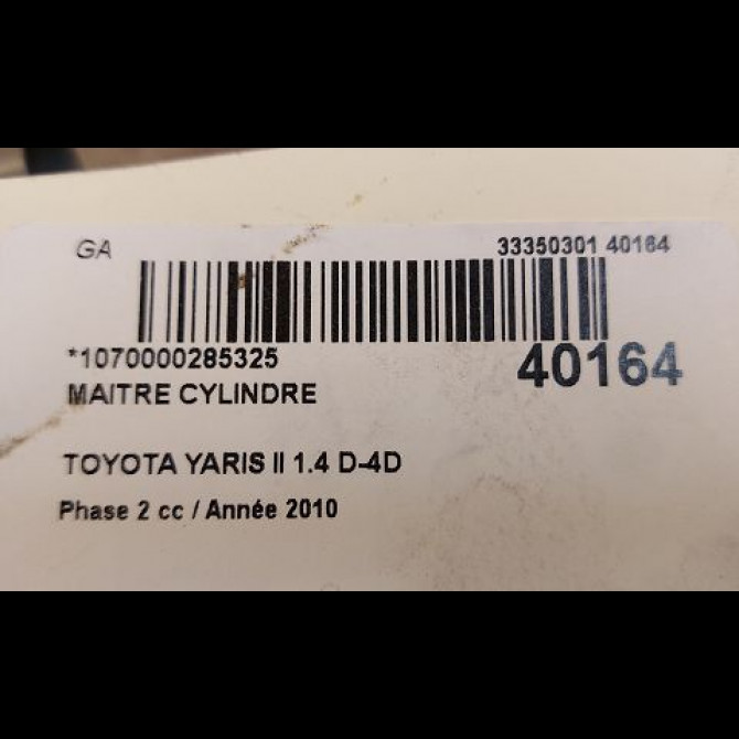 Maitre cylindre occasion TOYOTA YARIS II Phase 2 01-2009->05-2011 1.4 D-4D 90ch 3