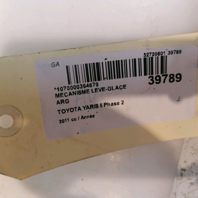 Mecanisme leve-glace arrière gauche occasion TOYOTA YARIS II Phase 2 01-2009->05-2011 698400D120 3