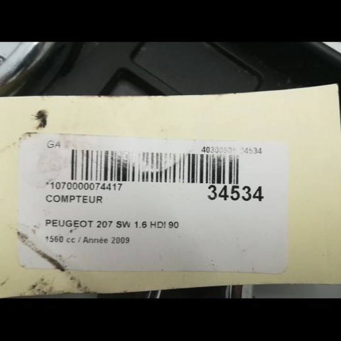 Compteur occasion PEUGEOT 207 Phase 1 04-2006->06-2013 1.6 HDI 16v 90ch 6103EF 4