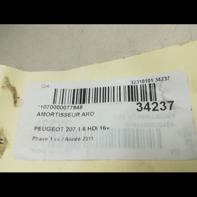 Amortisseur arrière droit occasion PEUGEOT 207 Phase 1 04-2006->06-2013 1.6 HDI 16v 90ch 5206QC 4