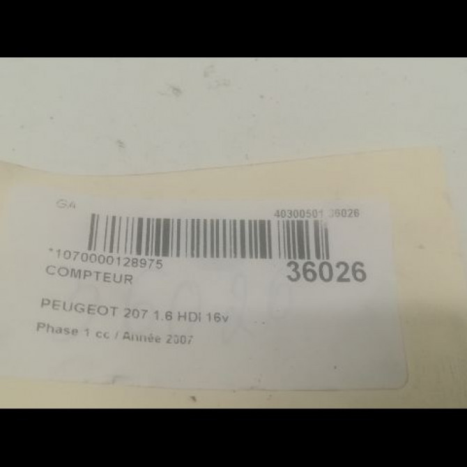 Compteur occasion PEUGEOT 207 Phase 1 04-2006->06-2013 1.6 HDI 16v 110ch 6103EF 3