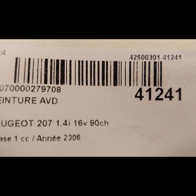 Ceinture avant droite occasion PEUGEOT 207 Phase 1 04-2006->06-2013 1.4i 16v 90ch 8975AZ 5