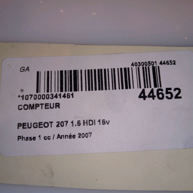 Compteur occasion PEUGEOT 207 Phase 1 04-2006->06-2013 1.6 HDI 16v 110ch 6103EF 4