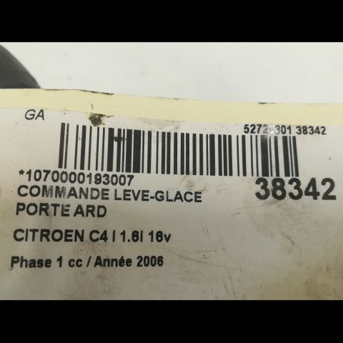 Commande leve-glace porte arrière droite occasion CITROEN C4 I Phase 1 11-2004->07-2008 1.6i 16v 6554HJ 3
