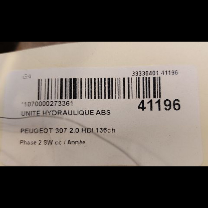 Unité hydraulique ABS occasion PEUGEOT 307 Phase 2 SW 06-2005->07-2008 2.0 HDI 136ch 4541Q4 3