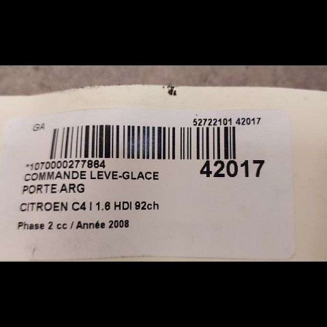 Commande leve-glace porte arrière gauche occasion CITROEN C4 I Phase 2 07-2008->10-2010 1.6 HDI 92ch 6554HJ 3