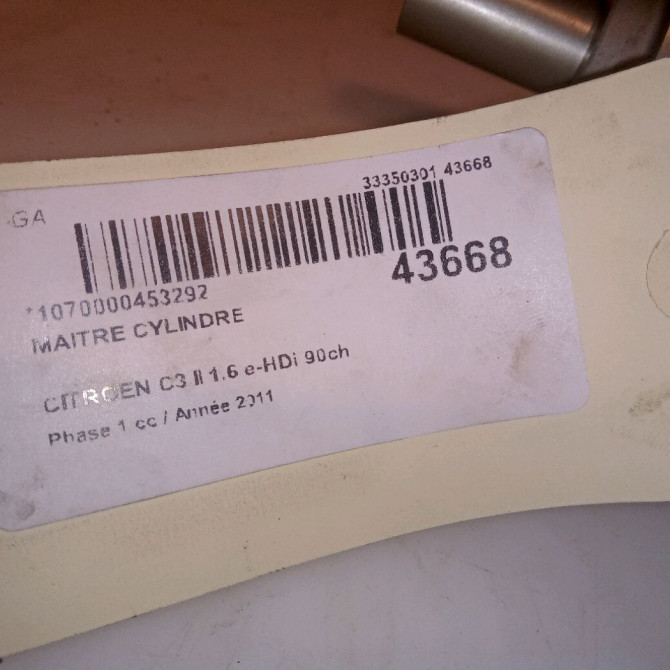 Maitre cylindre occasion CITROEN C3 II Phase 1 11-2009->02-2013 1.6 e-HDi 90ch 4601W9 4