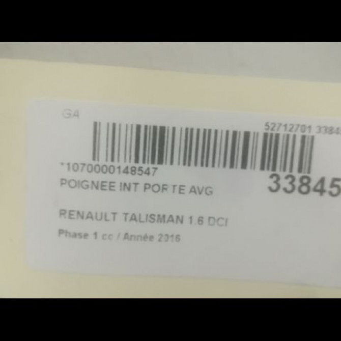 Poignee int porte avg occasion RENAULT TALISMAN Phase 1 09-2015->... 1.6 DCI 160ch 806710918R 3