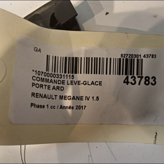 Commande leve-glace porte arrière droite occasion RENAULT MEGANE IV Phase 1 12-2015->... 1.5 DCI 8v 110ch 254214896R 3