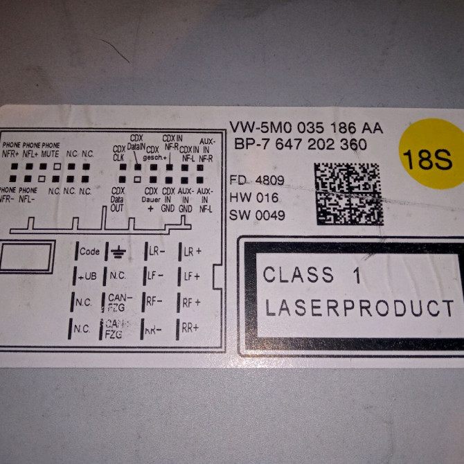 Autoradio occasion VOLKSWAGEN GOLF PLUS Phase 1 04-1995->04-1999 1.6 TDI 105ch 3C8057195X 3