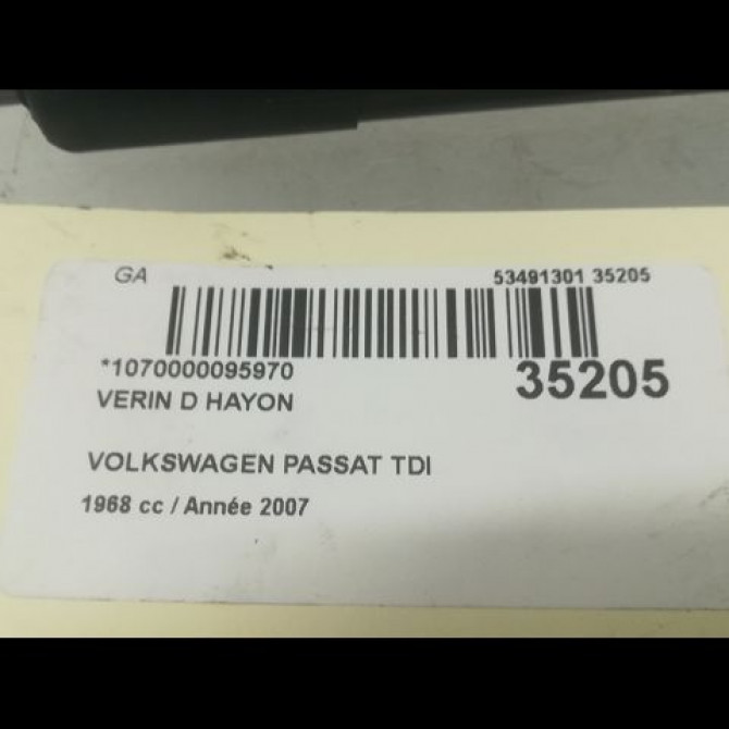 Verin droit hayon occasion VOLKSWAGEN PASSAT V Phase 1 03-2005->10-2010 2.0 TDI 140ch 3C9827550C 2
