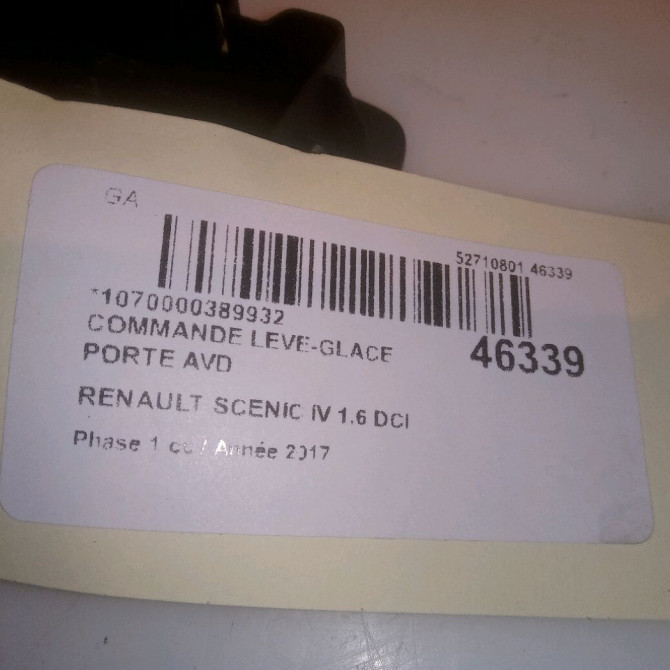 Commande lève-glace porte avant droite occasion RENAULT SCENIC IV Phase 1 04-1995->04-1999 1.6 DCI 130ch 254214896R 4