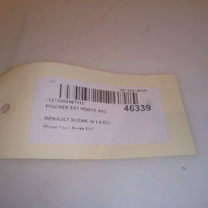 Poignee ext porte avg occasion RENAULT SCENIC IV Phase 1 04-1995->04-1999 1.6 DCI 130ch 806077319R 5